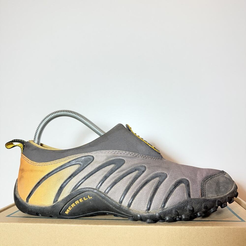 Merrell Men 7.5 Waterpro Continuum Water Shoes Grey Yellow Hiking Trail Sneakers